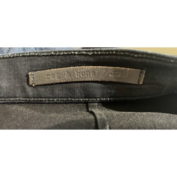 Rag & Bone Raja Midnight Denim Embroidered Side Stretch Skinny Ankle Jeans - Picture 7 of 11